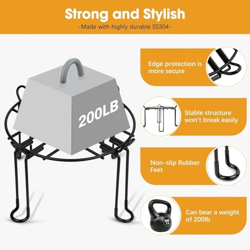 Water Filter Stand 8'' Tall 9'' Diameter Match for Berkey Big and Travel System, Stainless Steel Stand with Rubberized Non-Skid Feet, Countertop Stand for Most Medium Gravity Fed Water Coolers