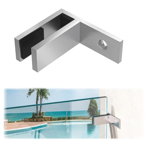 4 Pack T316 Marine Grade Railing Glass to Glass Clamp, Stainless Steel Bracket for Balustrade, 90 Degree Brushed Finish Railing Clip Holder for Pool Fence, Balustrade, Balcony Deck